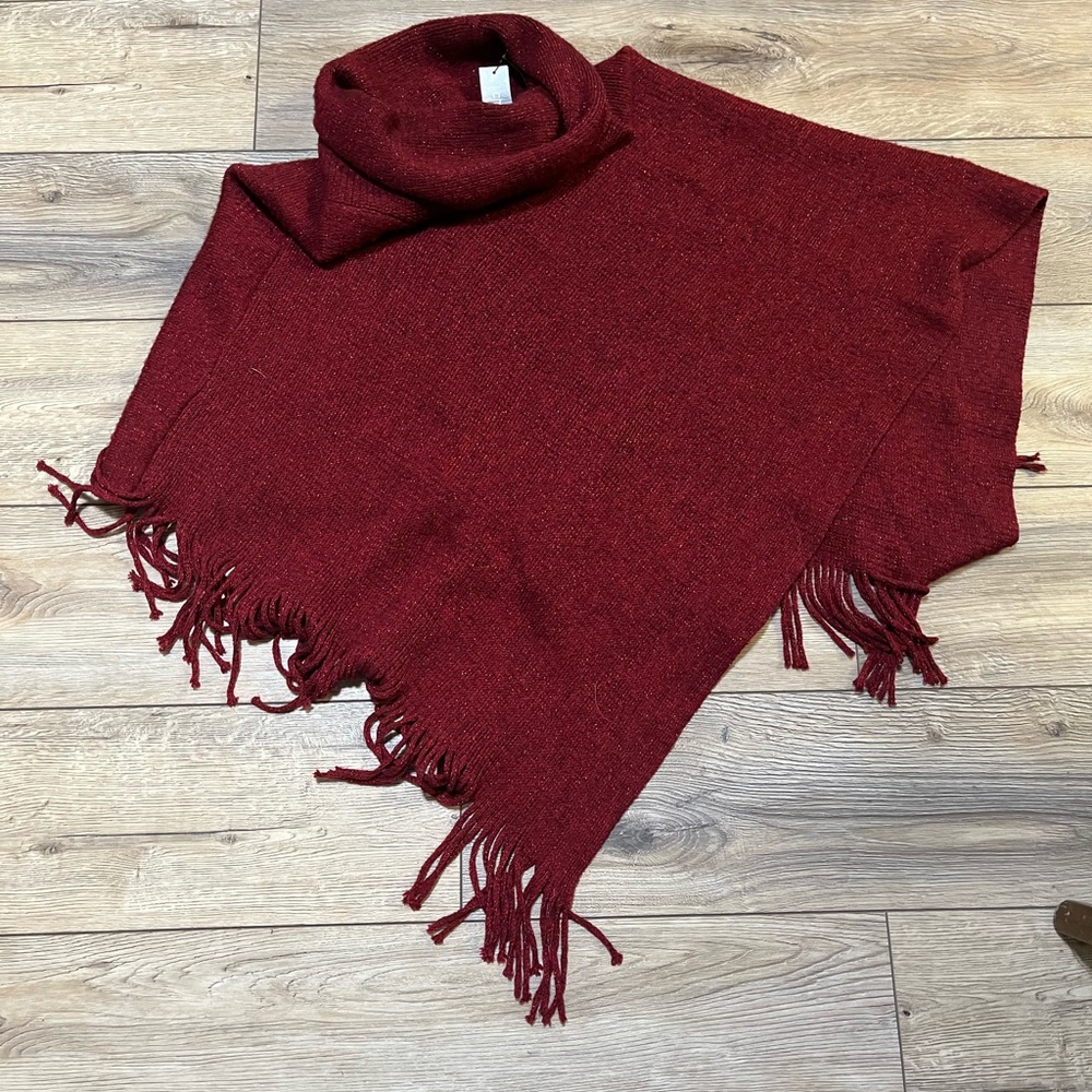 Chicos OS Red Fringe Poncho